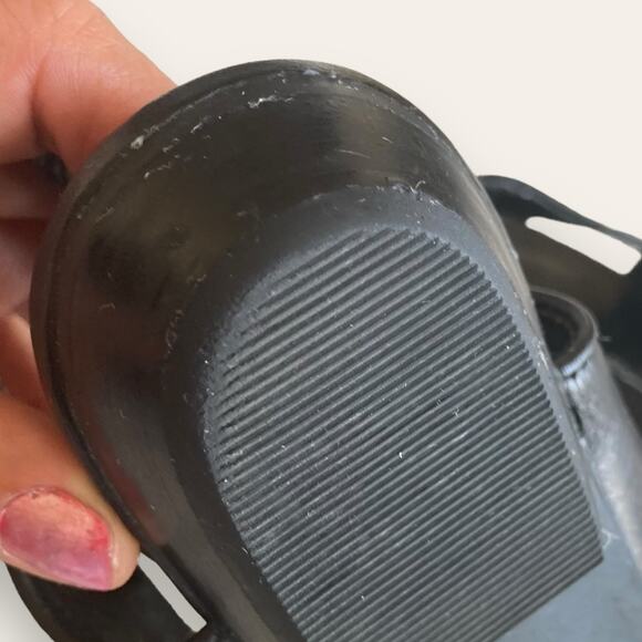 Turquoise and black Huaraches inspired sling back slides kitten heels, size 8.5. - Picture 6 of 7